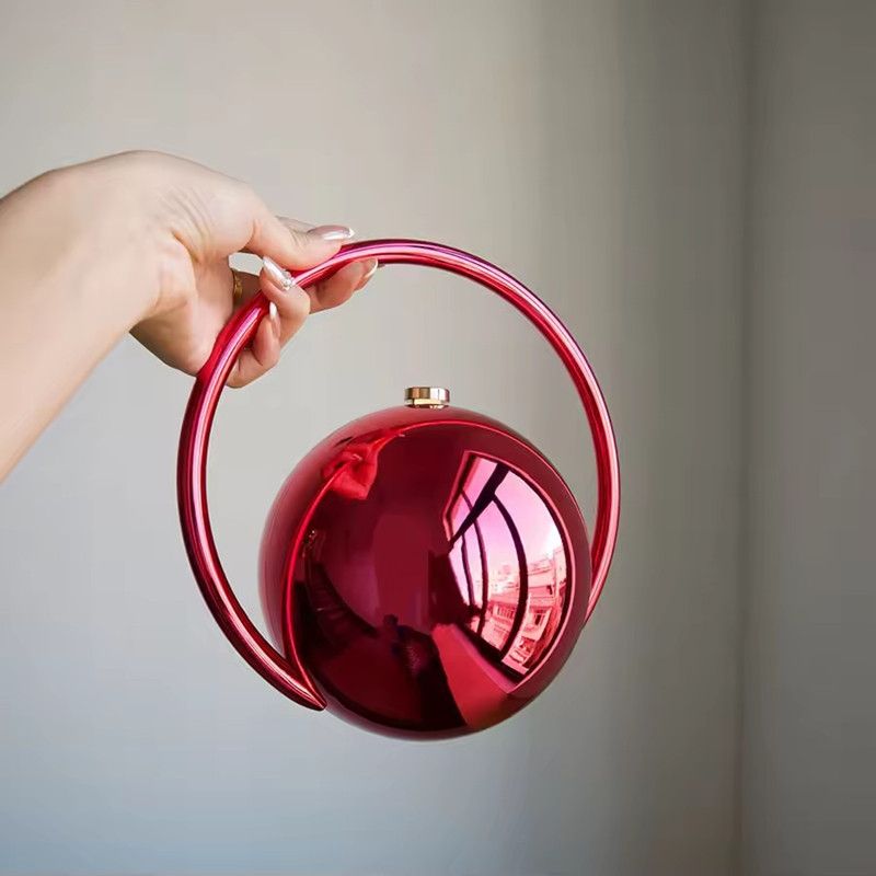 2025 Luxury Women Golden Round Handle Marble Pattern Evening Clutch Bag Brand Fashion Acrylic Smooth Bright Round Ball Handbags