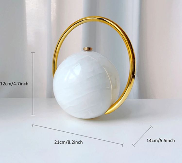 2025 Luxury Women Golden Round Handle Marble Pattern Evening Clutch Bag Brand Fashion Acrylic Smooth Bright Round Ball Handbags