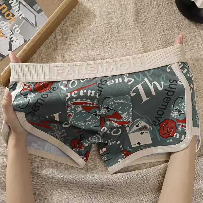 Men Underwear Print Boxers Sexy Lingerie Breathable Panties Soft Homewear Boxer Shorts Trunk Seamless Underpant Men's Clothing
