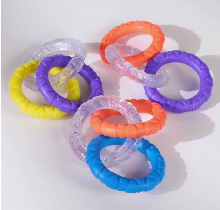 Dog Chew Toy TPR Teeth Cleaning Pet Toys For Small Medium Large Dogs Interactive Bite Resistant 3 Ring Tug Dog Toy Pet Supplies