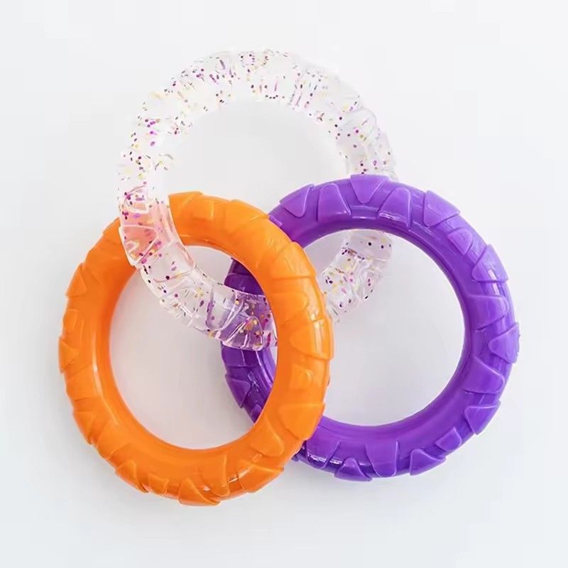 Dog Chew Toy TPR Teeth Cleaning Pet Toys For Small Medium Large Dogs Interactive Bite Resistant 3 Ring Tug Dog Toy Pet Supplies