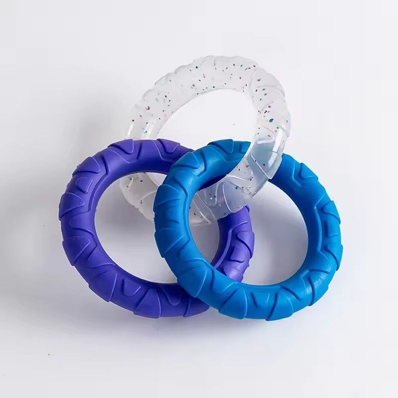 Dog Chew Toy TPR Teeth Cleaning Pet Toys For Small Medium Large Dogs Interactive Bite Resistant 3 Ring Tug Dog Toy Pet Supplies