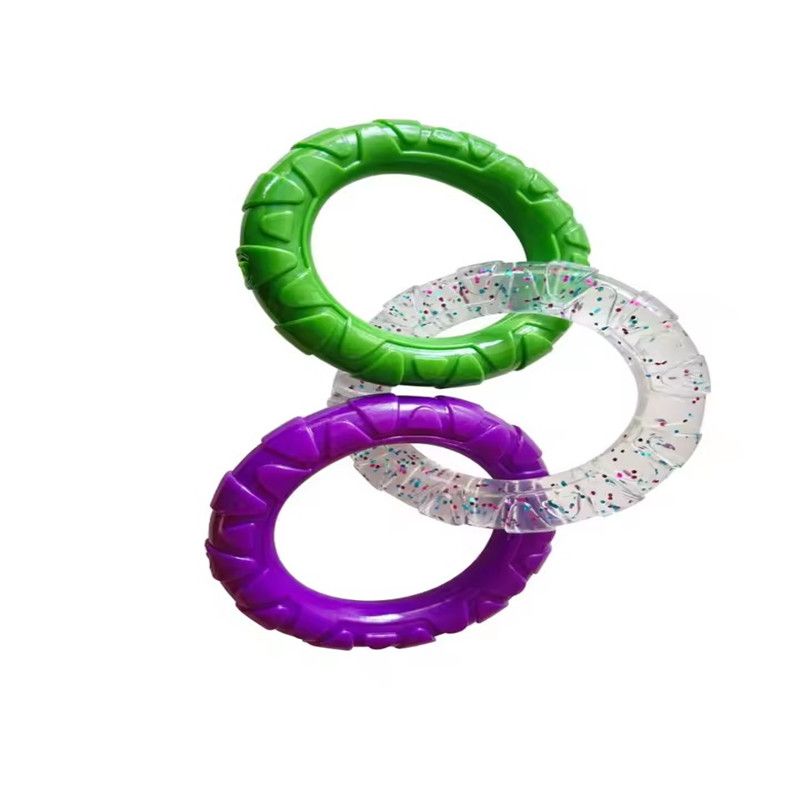 Dog Chew Toy TPR Teeth Cleaning Pet Toys For Small Medium Large Dogs Interactive Bite Resistant 3 Ring Tug Dog Toy Pet Supplies
