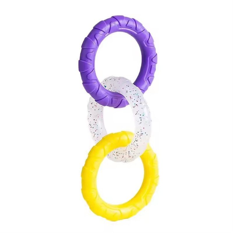 Dog Chew Toy TPR Teeth Cleaning Pet Toys For Small Medium Large Dogs Interactive Bite Resistant 3 Ring Tug Dog Toy Pet Supplies