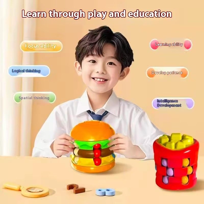 1PC Kids Magic Cube Hamburger Rotating Bean Creative Puzzle Game Adults Fingertip Fidget Stress Relief Toys for Children Gifts