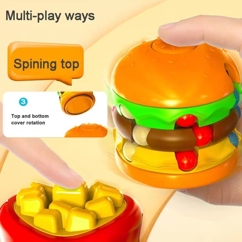 1PC Kids Magic Cube Hamburger Rotating Bean Creative Puzzle Game Adults Fingertip Fidget Stress Relief Toys for Children Gifts