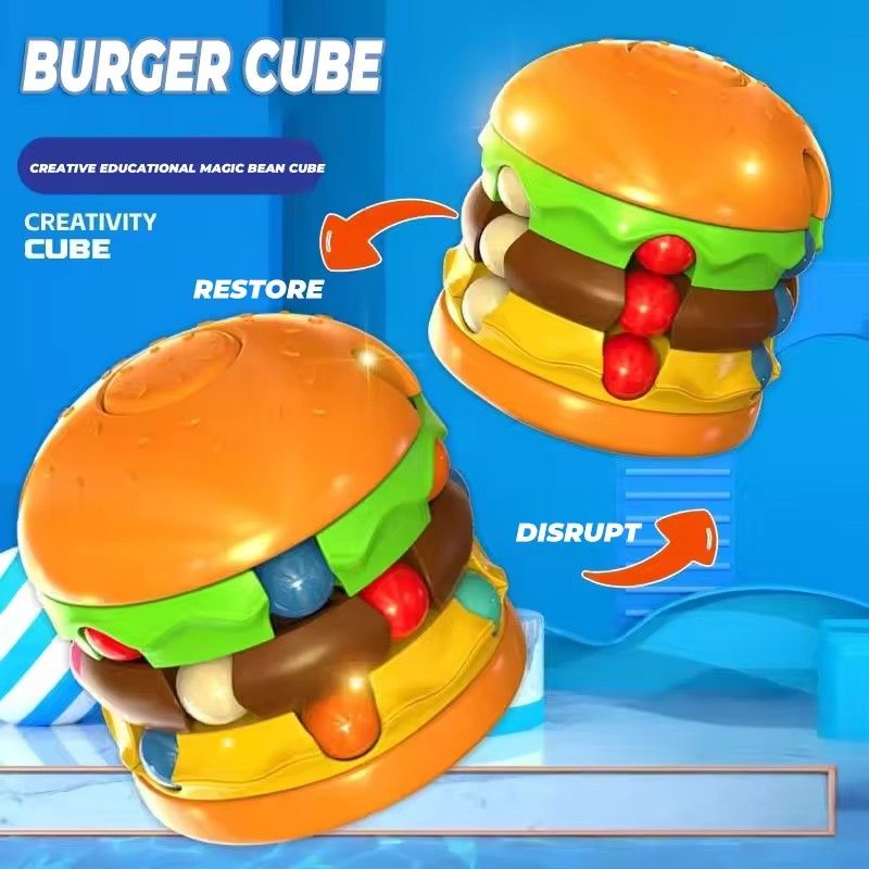 1PC Kids Magic Cube Hamburger Rotating Bean Creative Puzzle Game Adults Fingertip Fidget Stress Relief Toys for Children Gifts