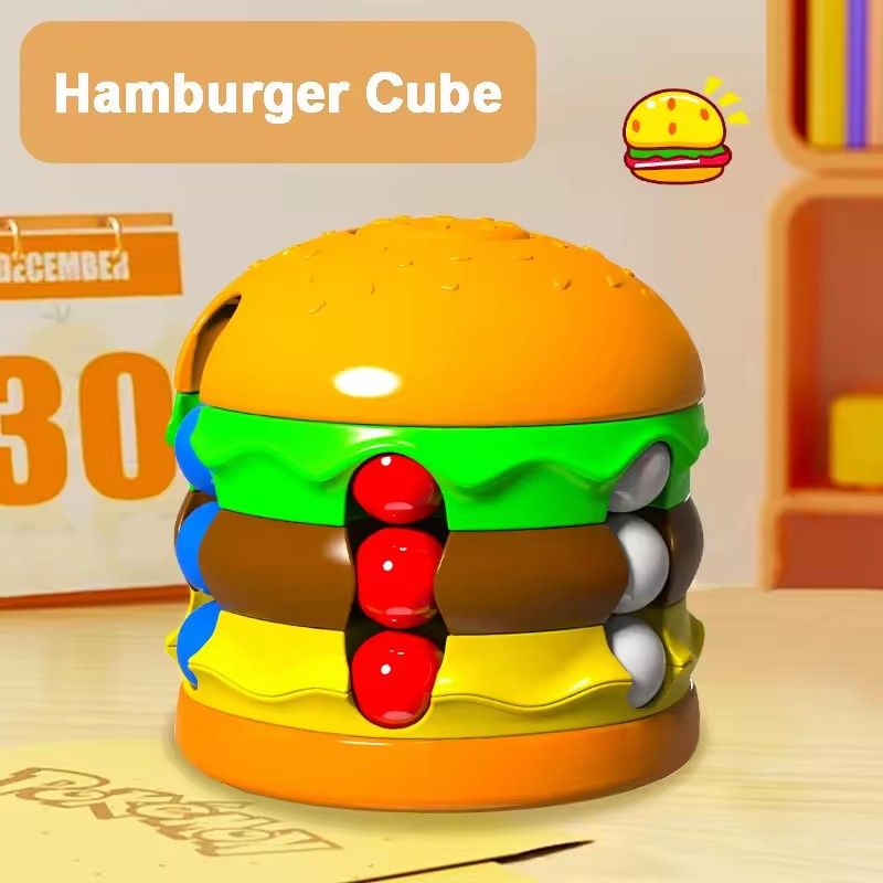 1PC Kids Magic Cube Hamburger Rotating Bean Creative Puzzle Game Adults Fingertip Fidget Stress Relief Toys for Children Gifts