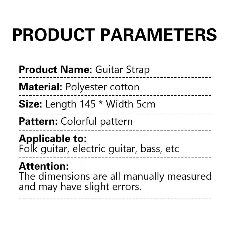 1PC 36 Inch Embroidered Electric Guitar Shoulder Strap Heat Transfer Printed Folk Guitar Bag Strap Piano Strap