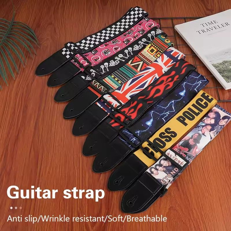 1PC 36 Inch Embroidered Electric Guitar Shoulder Strap Heat Transfer Printed Folk Guitar Bag Strap Piano Strap