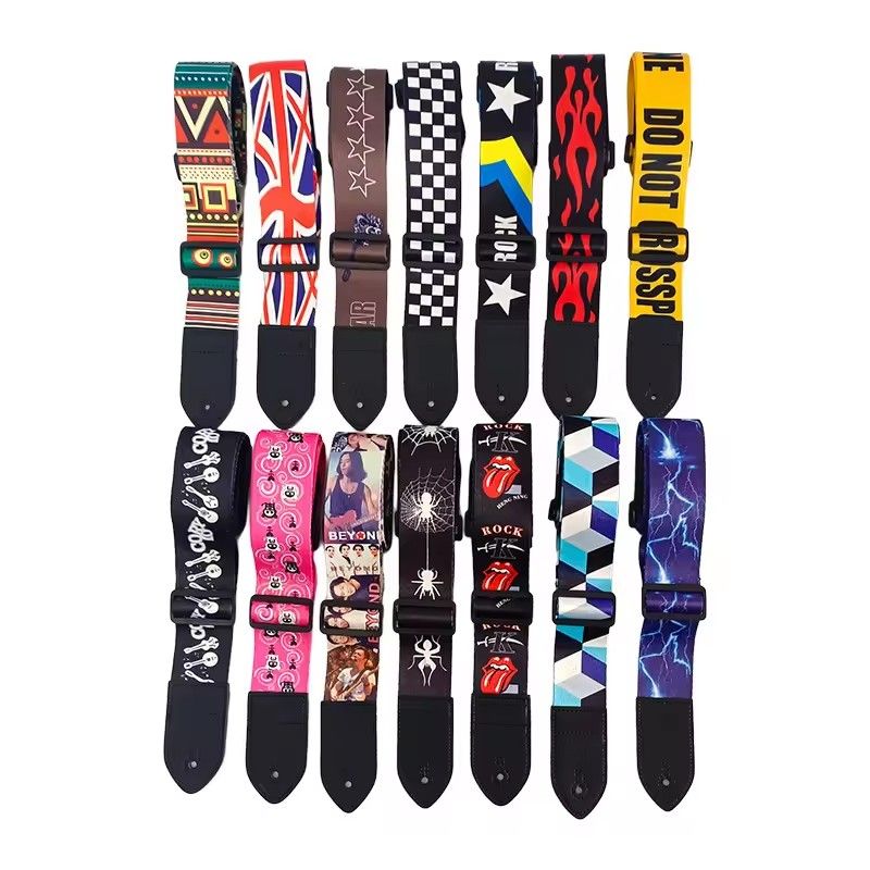 1PC 36 Inch Embroidered Electric Guitar Shoulder Strap Heat Transfer Printed Folk Guitar Bag Strap Piano Strap
