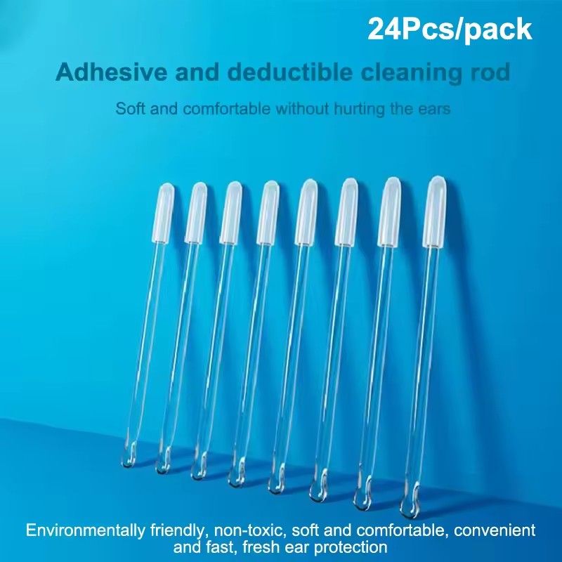 24Pcs Disposable Silicone EarWax Remover sticky ear pick For Kids Olders Adult Ear Cleaner Reusable Adhesive Earpick
