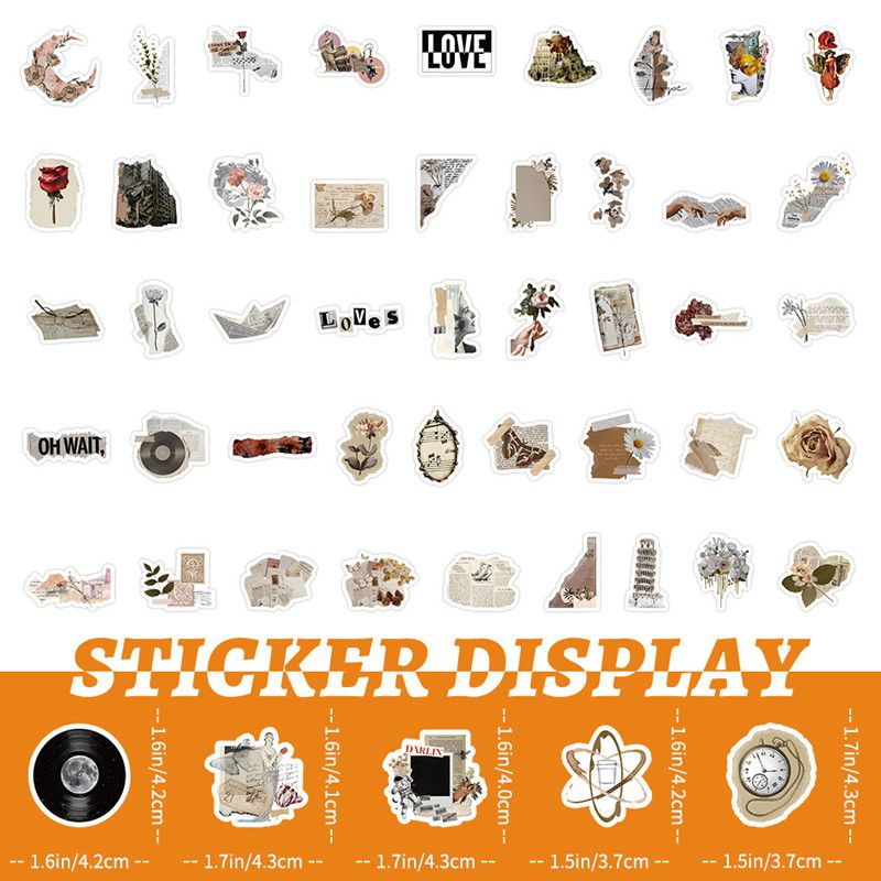 100PCS Vintage Artistic Retro Art Graffiti Stickers for Helmet Bicycle Hand Account Pencil Case Decals
