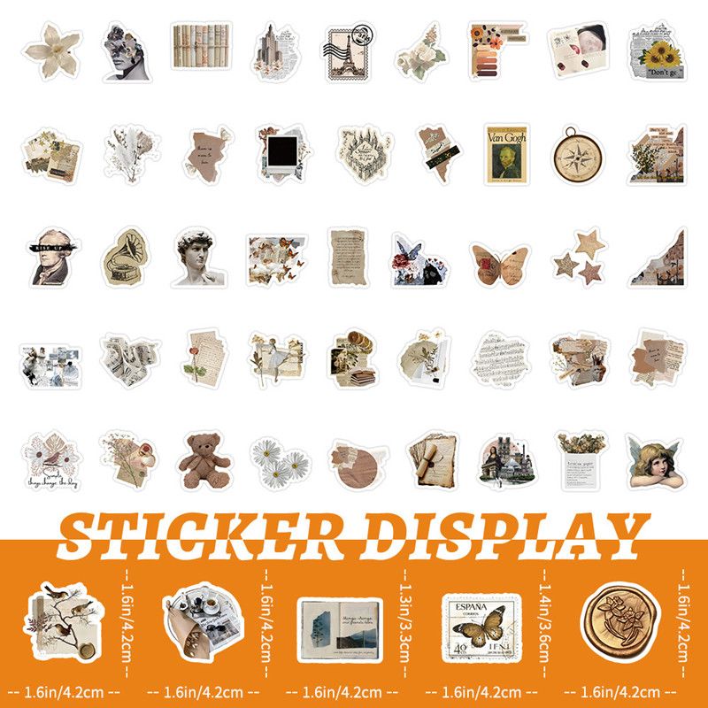 100PCS Vintage Artistic Retro Art Graffiti Stickers for Helmet Bicycle Hand Account Pencil Case Decals