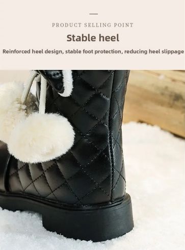 2025 Winter New Fashion Children Princess Boots Waterproof Girls Warm Boots with Bow Kids Snow Boots with Fur Plush