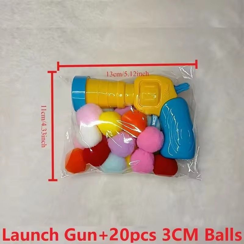 21PCS Toys for Interactive Kittens Plush Ball Shooting Gun Cat Toys Mini Pompoms Launcher Games Pet Accessories Supplies