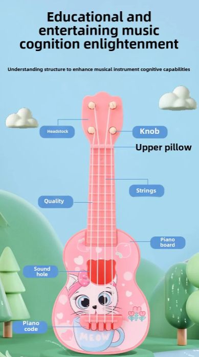 Mini Guitar Instrument Can Play Music Simulation Toy Ukulele Kids Guitar Toy Girl Boy Beginners Birthday Gift