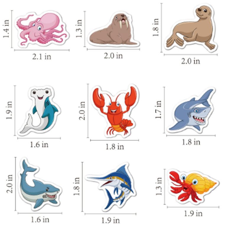 50PCS Cute Marine Animal Stickers Cartoon Skateboard Notebook Bottles DIY Children's Toys Decoration Gift Stickers