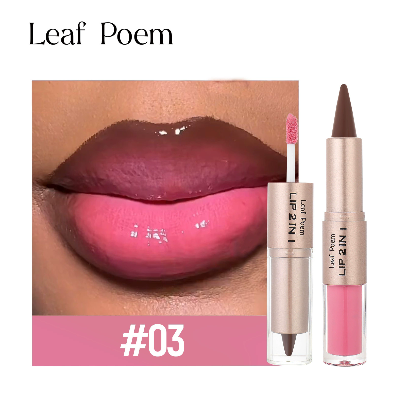1PC 2in1 Lipstick Lip Gloss Lip Liner Contour Pencil Double Head Mirror Plumping Lip Glaze Crystal Lip Sexy Red Lips Tint Makeup B2-1033