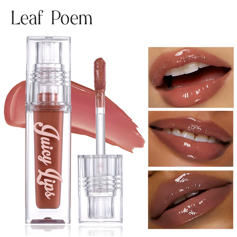 1PCHydrating Crystal Lip Oil - Plumping & Moisturizing Gloss with Tinted Shades High-shine Wet Cherry Pink Pearl Glow Lip Makeup B2-1032