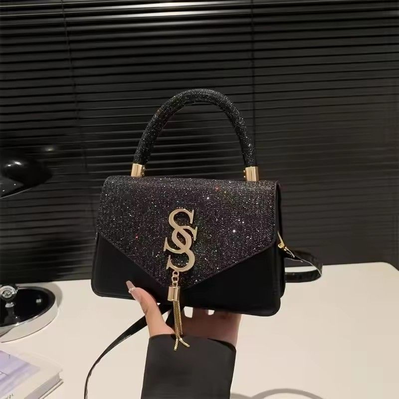 1PC Glitter Gold Silver Rhinestone Clutch; Luxury Evening Bag; High-Quality Shoulder Crossbody Handbag for Women