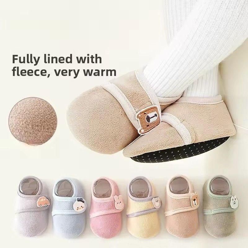 Cartoon Bears Baby Floor Socks Kids Plush Slippers Toddler Warm Shoes Children Soft Non-slip Prewalkers Indoor Home Slippers