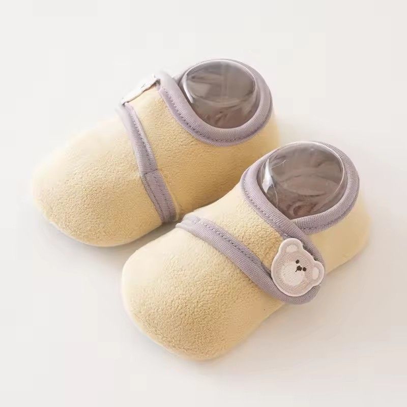 Cartoon Bears Baby Floor Socks Kids Plush Slippers Toddler Warm Shoes Children Soft Non-slip Prewalkers Indoor Home Slippers