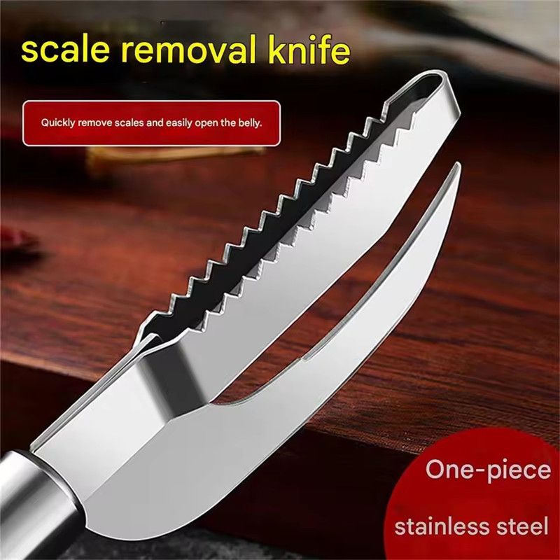 1PC Multi-functional fish scaler/fish belly scraper, household thickened stainless steel, 3-in-1 fish scaler and belly scraper