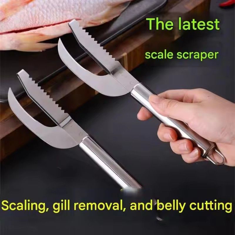 1PC Multi-functional fish scaler/fish belly scraper, household thickened stainless steel, 3-in-1 fish scaler and belly scraper