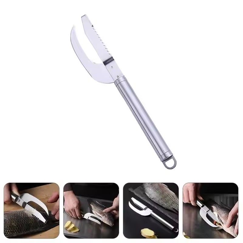 1PC Multi-functional fish scaler/fish belly scraper, household thickened stainless steel, 3-in-1 fish scaler and belly scraper