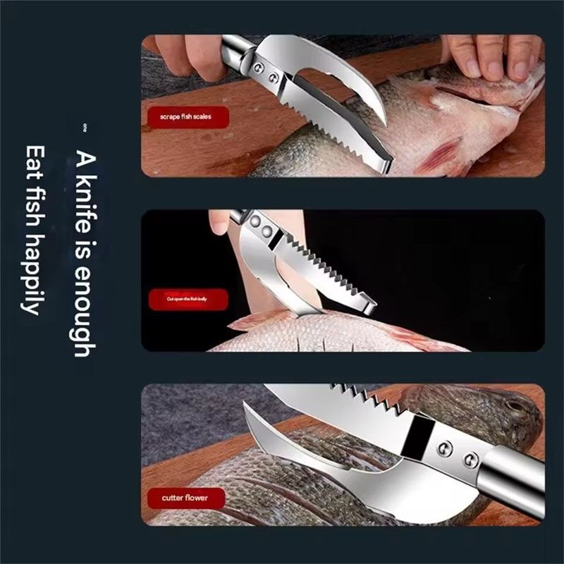 1PC Multi-functional fish scaler/fish belly scraper, household thickened stainless steel, 3-in-1 fish scaler and belly scraper