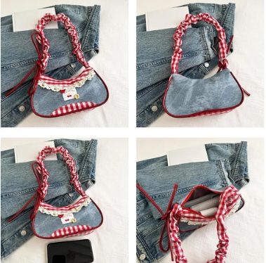 New Cute Checkered Handheld Underarm Bag Cowboy Sweet Women'S Simple And Fresh Y2k Fashion Casual Shoulder Bag Gift For Friengds