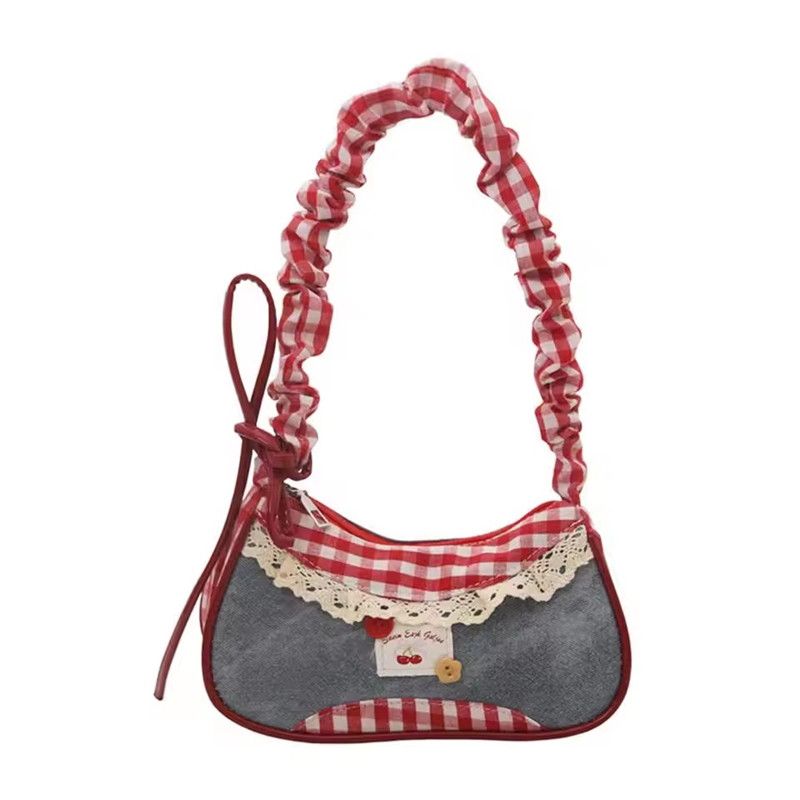 New Cute Checkered Handheld Underarm Bag Cowboy Sweet Women'S Simple And Fresh Y2k Fashion Casual Shoulder Bag Gift For Friengds