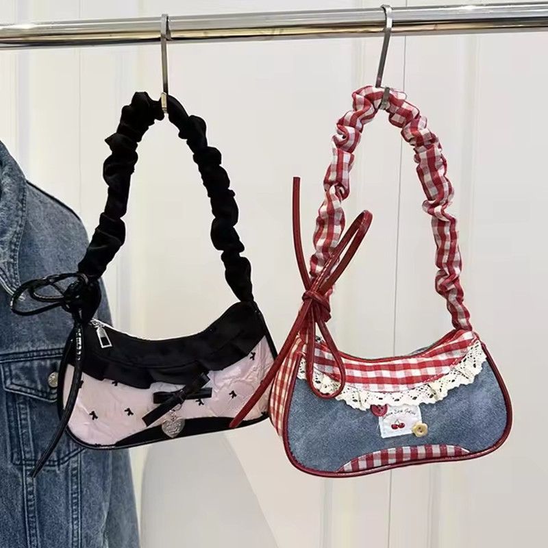 New Cute Checkered Handheld Underarm Bag Cowboy Sweet Women'S Simple And Fresh Y2k Fashion Casual Shoulder Bag Gift For Friengds
