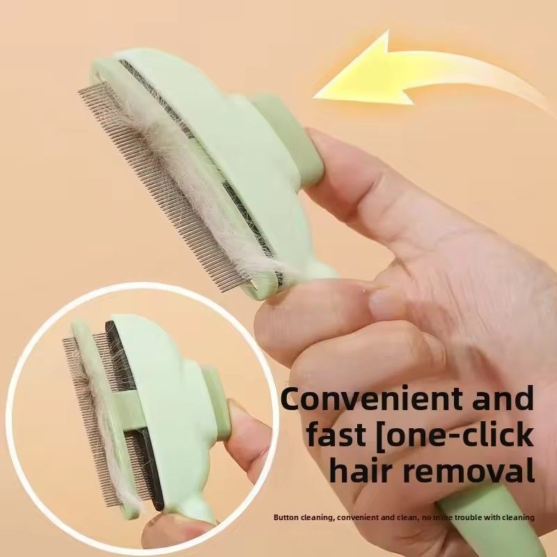 1PC Self-Cleaning Pet Brush for Cats & Dogs Dematting Deshedding Comb Grooming Rake with Massage Needles Detangling Fur Remover