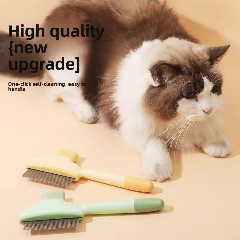 1PC Self-Cleaning Pet Brush for Cats & Dogs Dematting Deshedding Comb Grooming Rake with Massage Needles Detangling Fur Remover