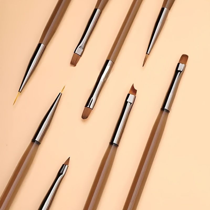 9Pcs UV Gel Nail Art Brush Acrylic Drawing Painting French Line/Flower Pen Nails Tip Gradient Build Light Therapy Manicure Brush
