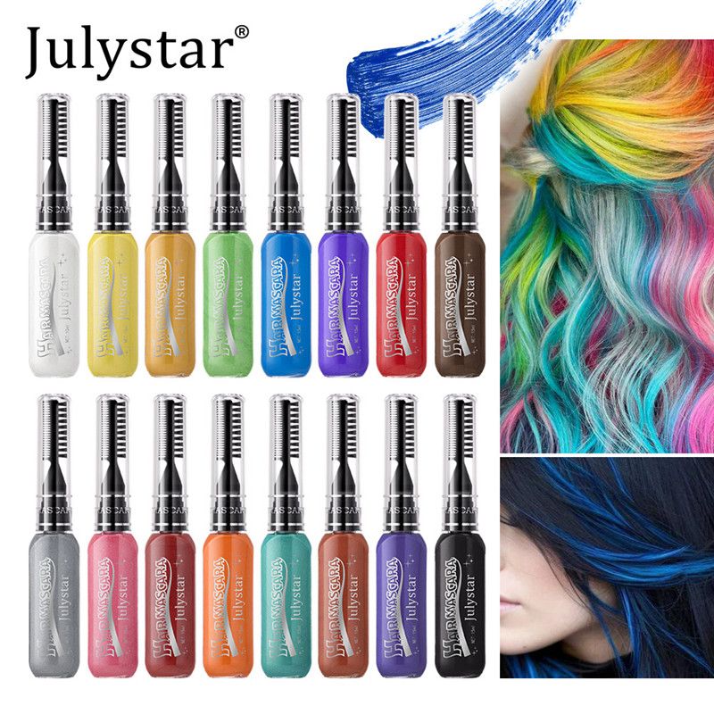 16 Colors Disposable Double-Head Mascara Eyelash Hair Dye for Cosplay Party Stage Makeup Long Lasting Dual Purpose Beauty Tools