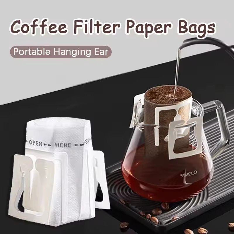 50PCS Coffee Filter Paper Bags Disposable Hanging Ear Espresso Coffee Accessories Biodegradable Home Use Drip Coffee Bag