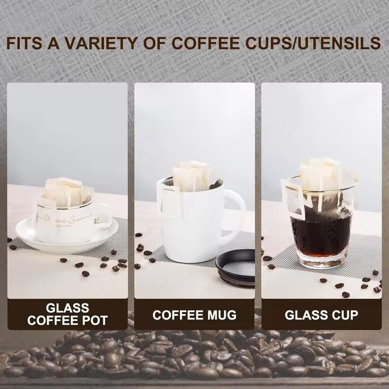 50PCS Coffee Filter Paper Bags Disposable Hanging Ear Espresso Coffee Accessories Biodegradable Home Use Drip Coffee Bag