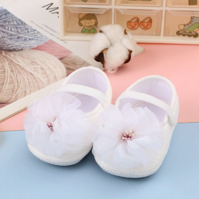Infant Baby Girls Flower Flats Dress Shoes Cute Non-Slip Princess Party Shoes for Newborns Toddlers Soft Sole First Walkers
