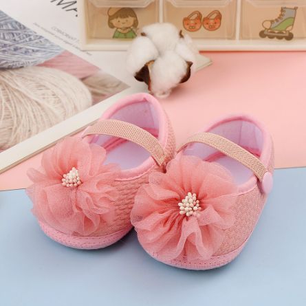 Infant Baby Girls Flower Flats Dress Shoes Cute Non-Slip Princess Party Shoes for Newborns Toddlers Soft Sole First Walkers