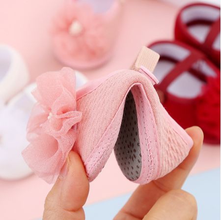 Infant Baby Girls Flower Flats Dress Shoes Cute Non-Slip Princess Party Shoes for Newborns Toddlers Soft Sole First Walkers