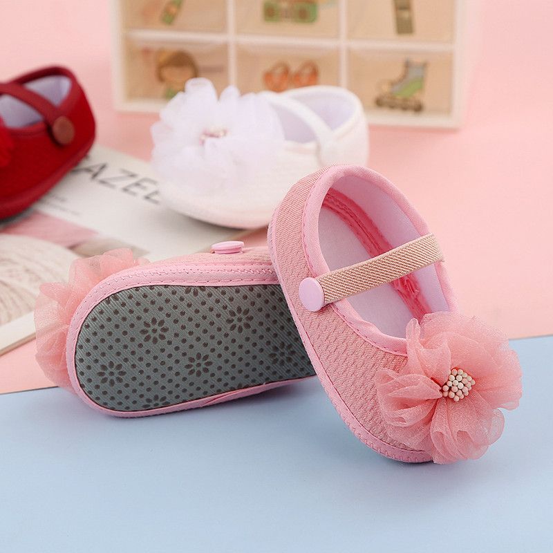 Infant Baby Girls Flower Flats Dress Shoes Cute Non-Slip Princess Party Shoes for Newborns Toddlers Soft Sole First Walkers