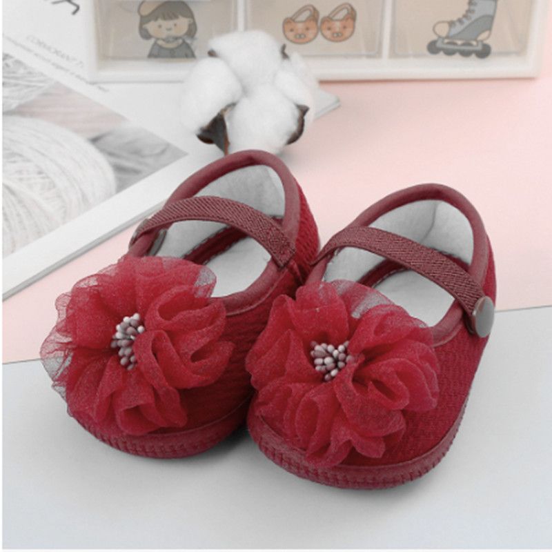 Infant Baby Girls Flower Flats Dress Shoes Cute Non-Slip Princess Party Shoes for Newborns Toddlers Soft Sole First Walkers
