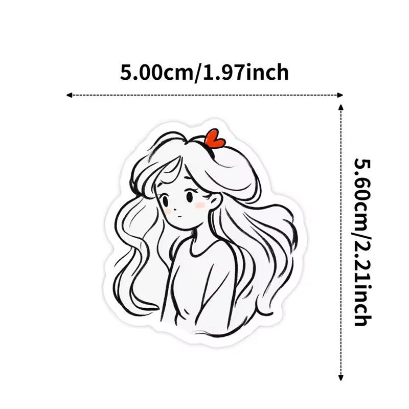 56PCS New Black and White Trendy Girls Stickers Personalized Cute Cartoon Graffiti Toy DIY Guitar Water Cup Skateboard