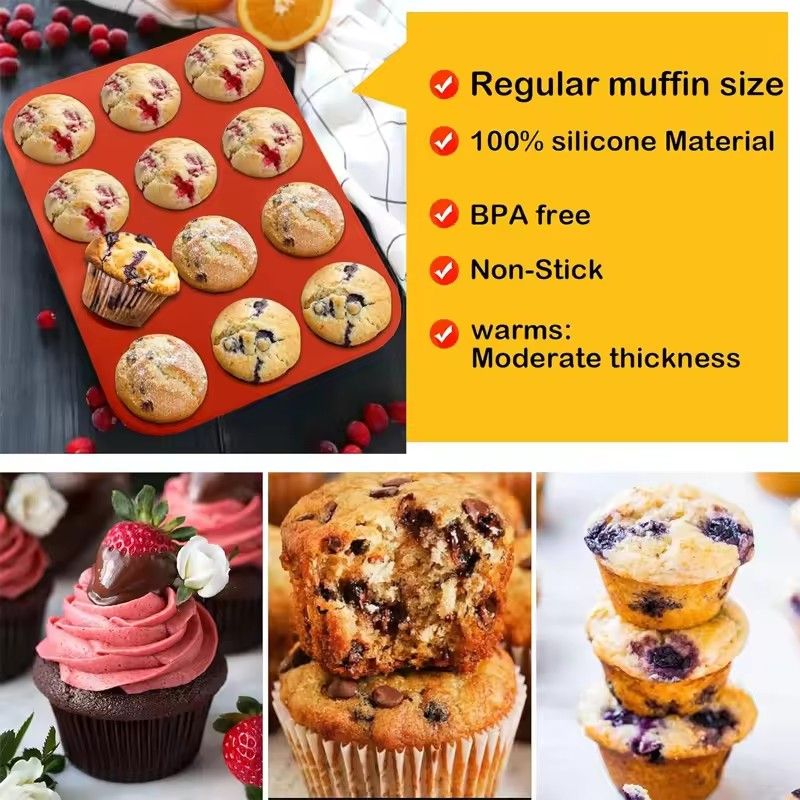 1PC Round 12 Holes Cupcakes Mold Non Stick DIY Baking Mold Silicone Soap Chocolate Muffin Baking Pan Kitchen Tools