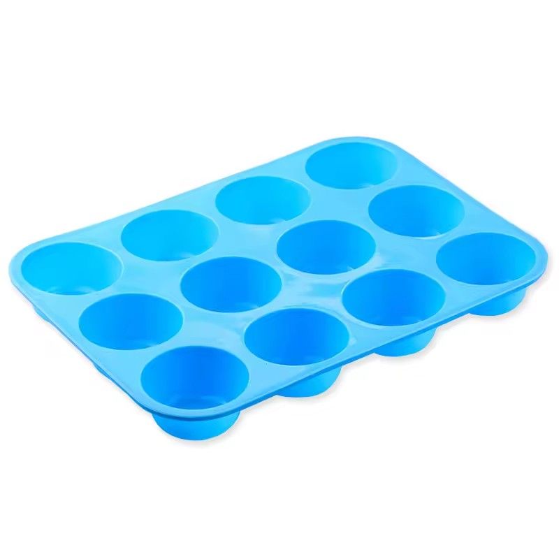 1PC Round 12 Holes Cupcakes Mold Non Stick DIY Baking Mold Silicone Soap Chocolate Muffin Baking Pan Kitchen Tools