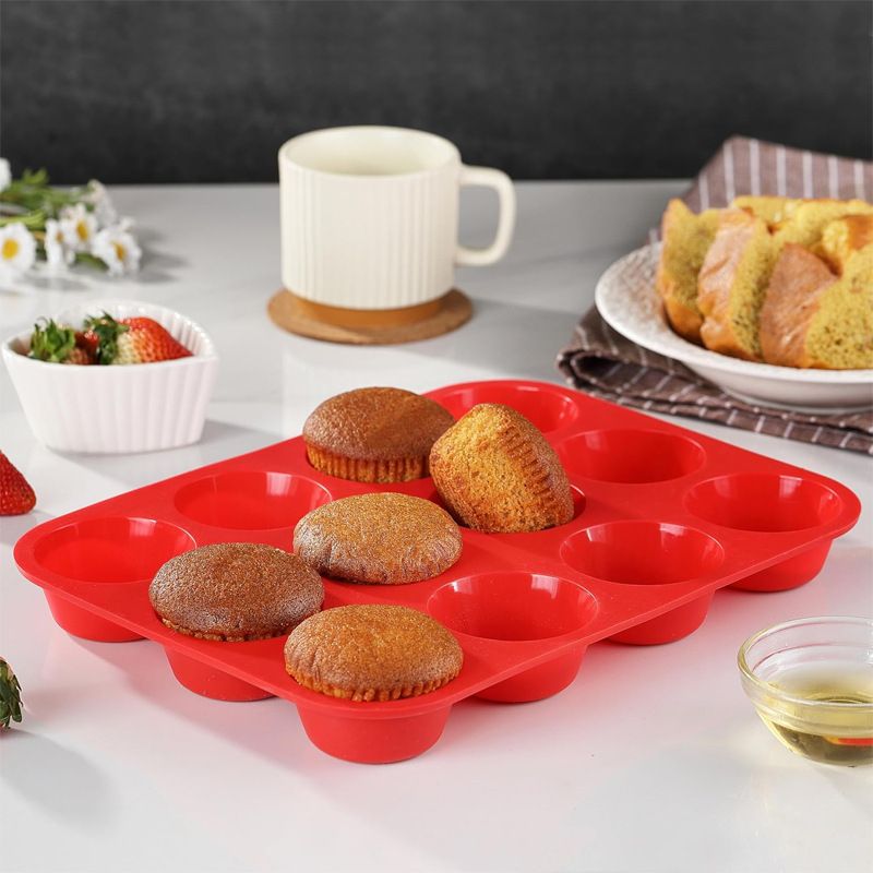 1PC Round 12 Holes Cupcakes Mold Non Stick DIY Baking Mold Silicone Soap Chocolate Muffin Baking Pan Kitchen Tools