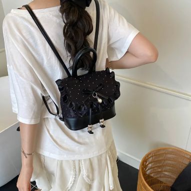 2026 Autumn New Japanese Bud Tied Sweet Cute Bow Lace Lolita Backpack Sweetheart Girl Fashion Casual Small Backpack for Women